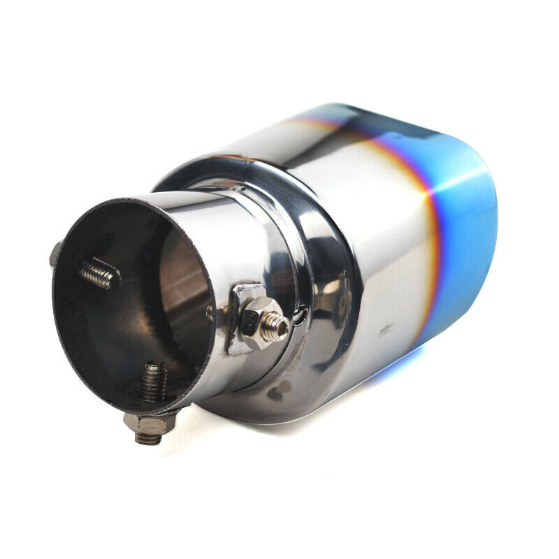Car SUV 63MM Grilled Blue Stainless Steel Square Muffler Exhaust Tail Pipe Tip