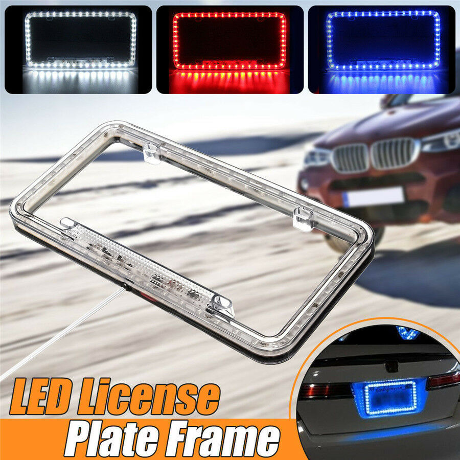 Universal 12V 54LED Red Light Acrylic Plastic Car Rear License Plate Cover Frame