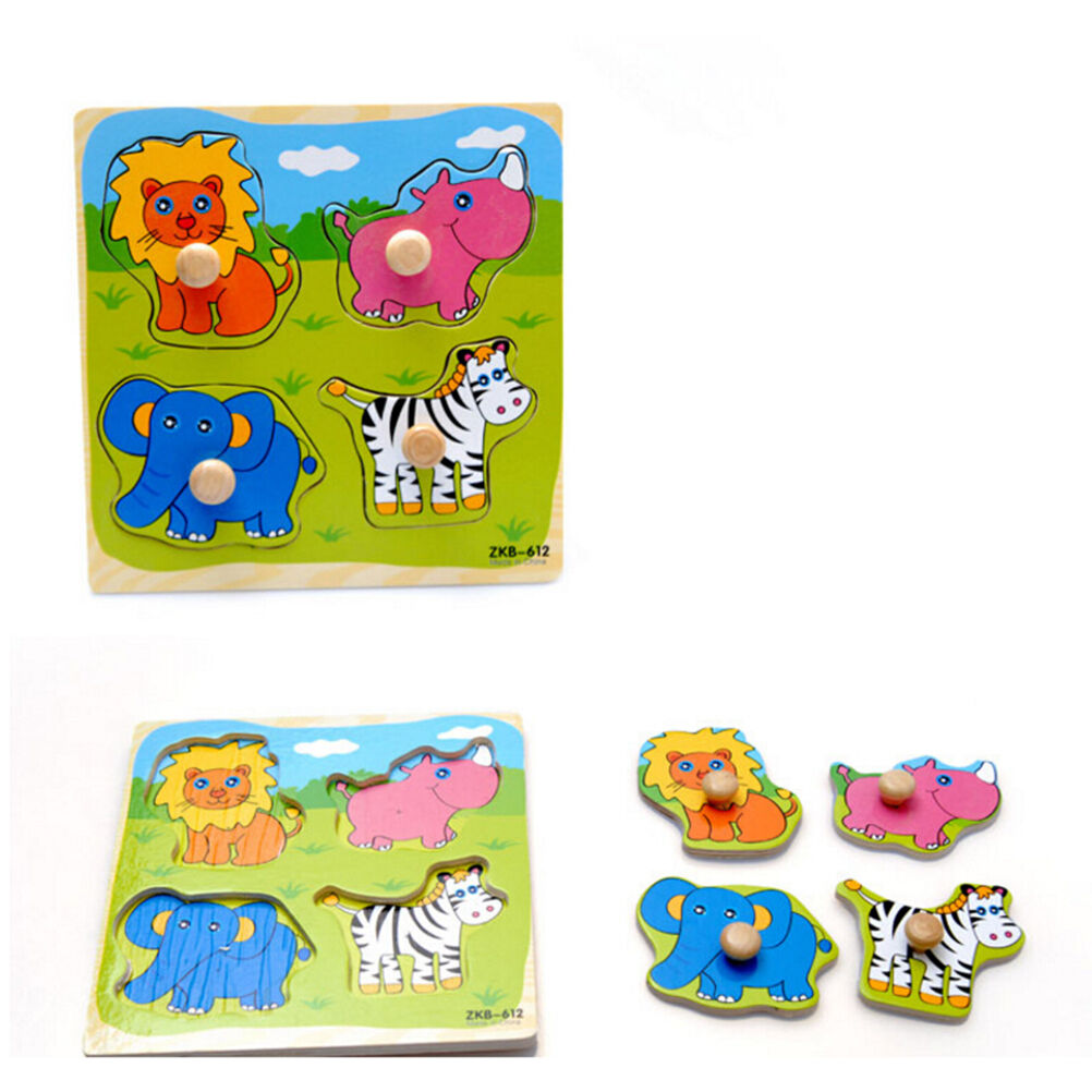 Babys Toddler Intelligence Development Animals Wooden Bricks Puzzle To.l8