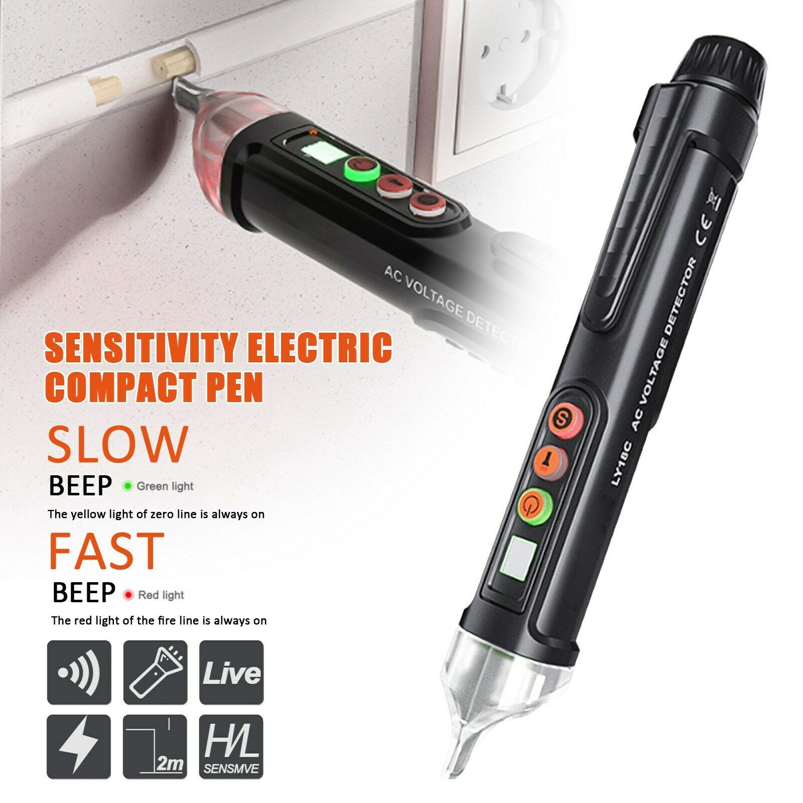 AC/DC Non-Contact Electric Test Pen Voltage Digital Detector Tester 12/48V-1000V