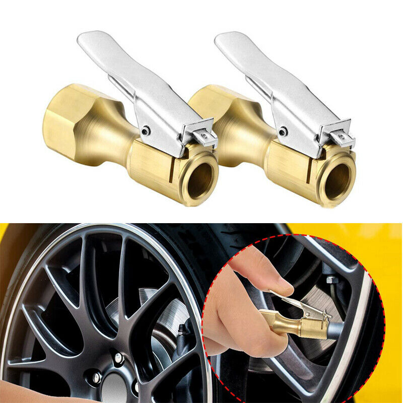 5PC/set Cylinder Brass Clip-on Straight Tire Tyre Inflater Air Clamp 1/4'' NPT