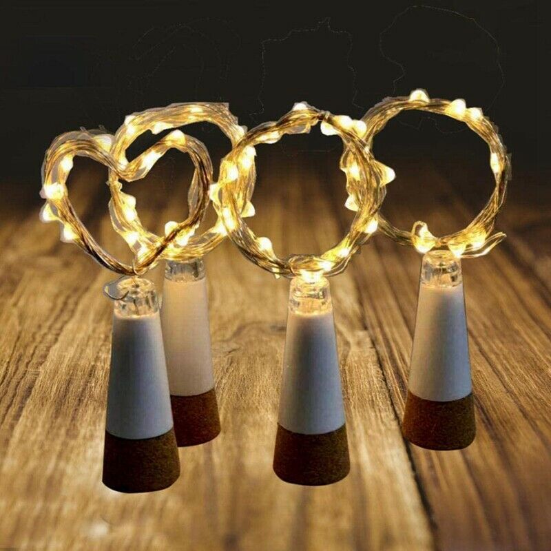 4X(4 St Led Wine Bottle with Cork 20 LED Bottle Lights Battery Cork K2K9)