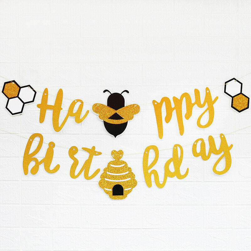 Happy Birthday Bee Banner Garland with Bee and Beehive Party Suppli.l8