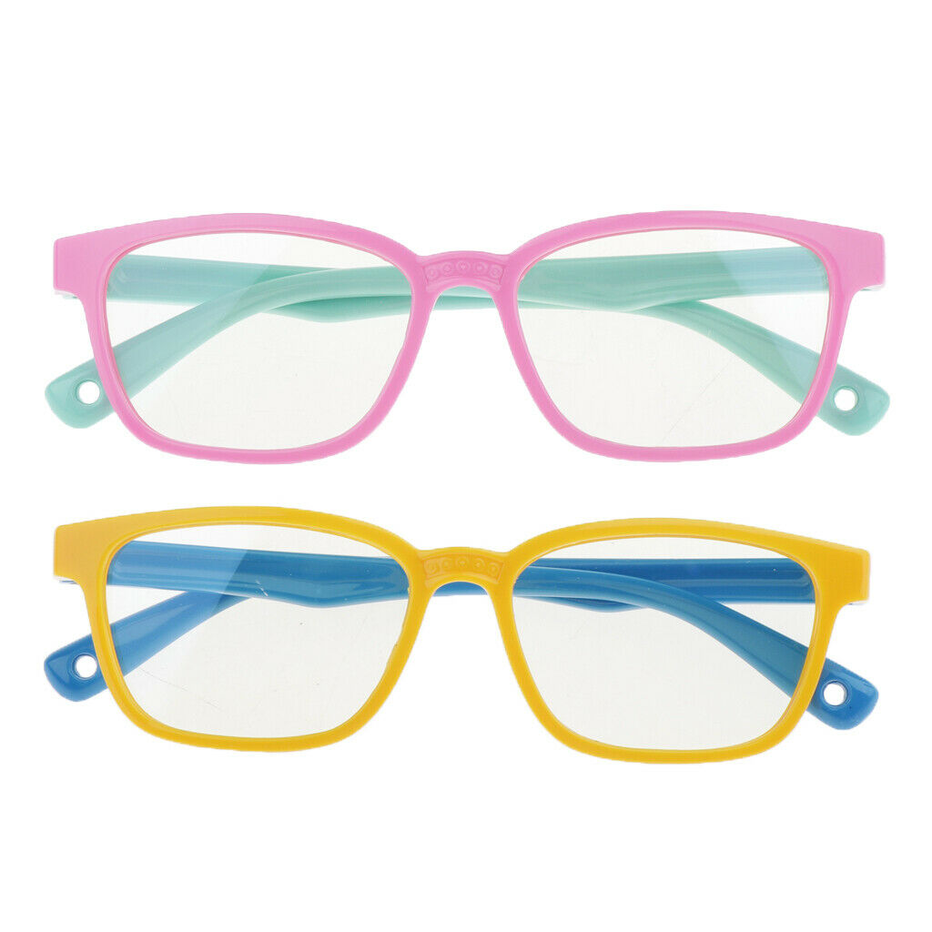 Set of 2 Kids Anti Blue UV Light Blocking Computer Game Glasses 2 Colors