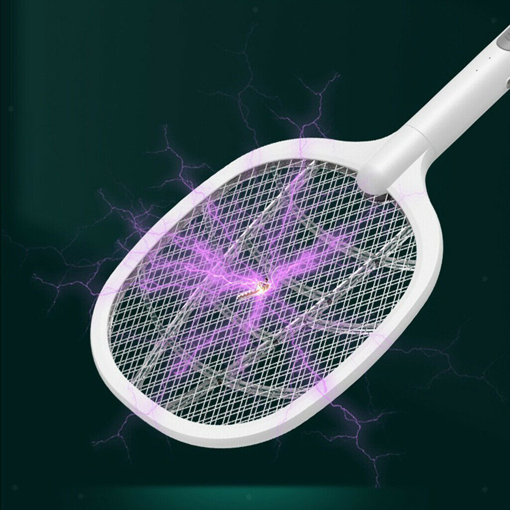 Electric Rechargeable Mosquito Swatter Repellent LED Bug Fly Zapper Racket