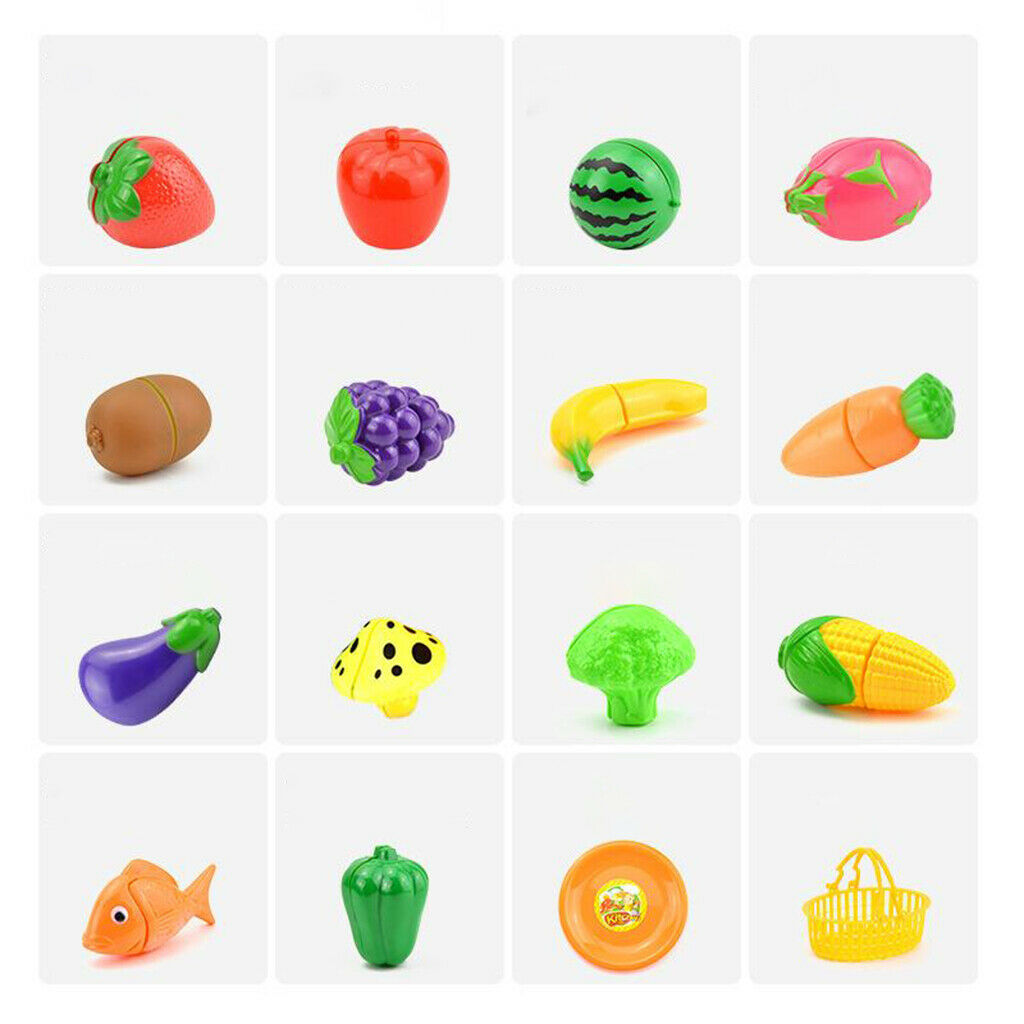 Kitchen Pretend Role Play Cutting Food Toys Set Vegetable Grape Watermelon