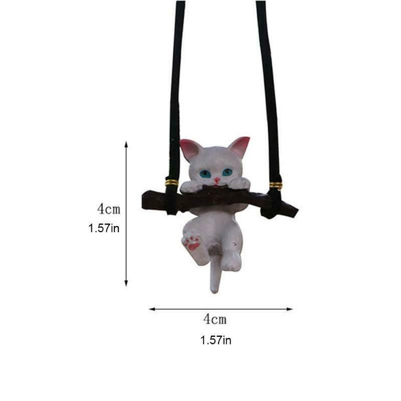 Hanging Cat Ornament Cute Pendant for Car Goods Twig White Cat Pendant