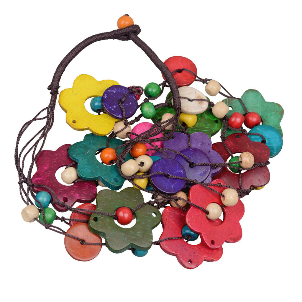 Women Fashion Multi-Layer Sweater Chain,Wooden Beads and Coconut Shell,Novel