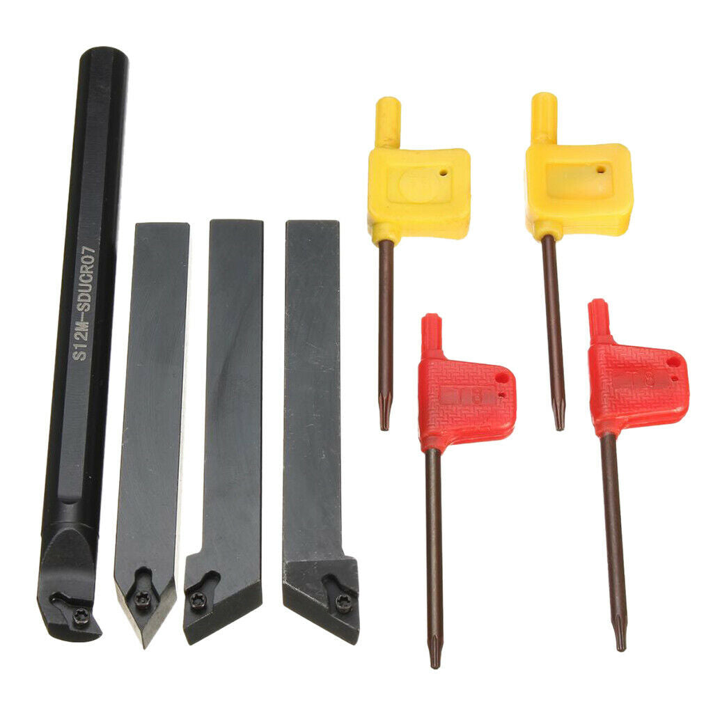 Set of 4pcs 12mm CNC Lathe Turning Tool Holder Boring Bar Set with Wrench