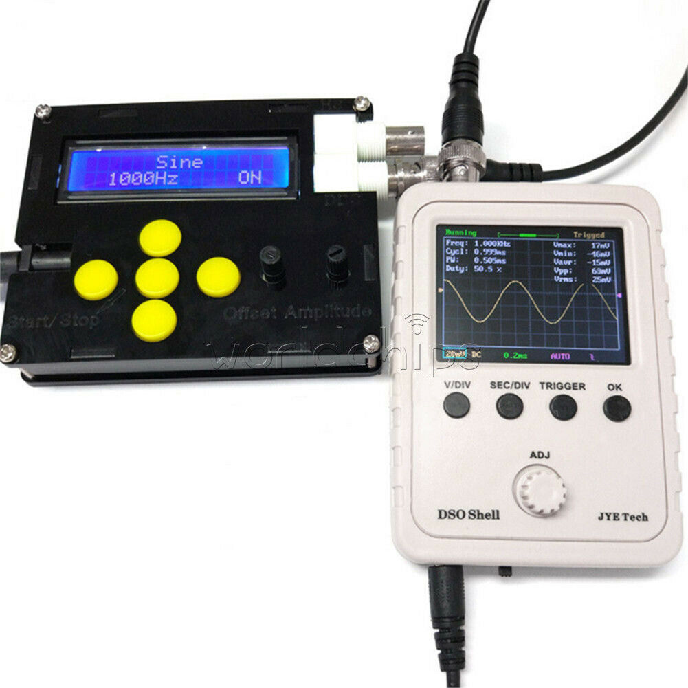 DSO150 Digital Oscilloscope 2.4inch LCD Display + Probe Clip + Power Supply Plug