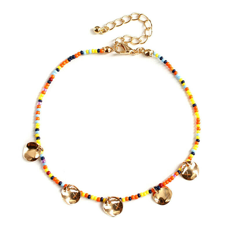 Boho Multi-color Beads Circular Pendant Foot Chain Anklet Women Jewelry G.l8