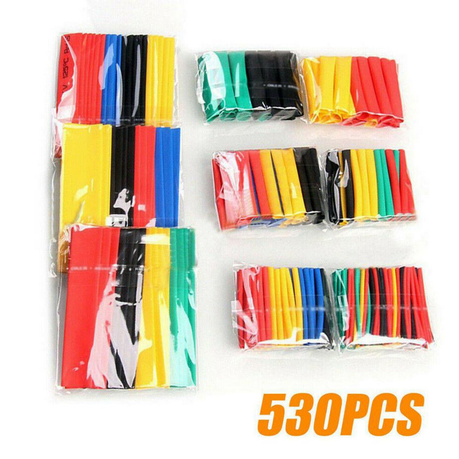 530PCS Polyolefin Heat Shrink Tube Sleeve for Wire Cable car Electrical Wrap