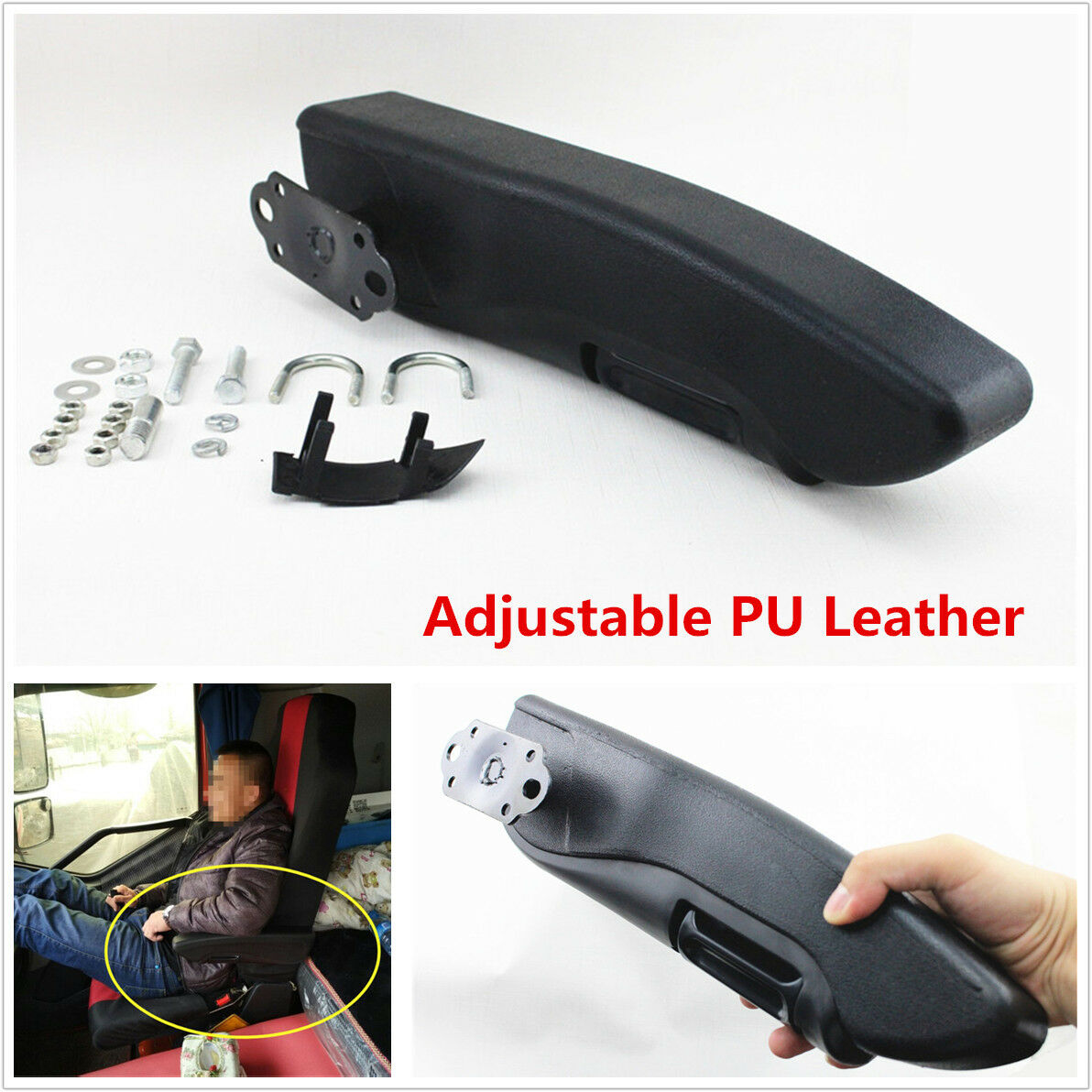 Car Truck Seat Armrest Console Box Adjustable Left Side Seat Arm Rest PU Leather