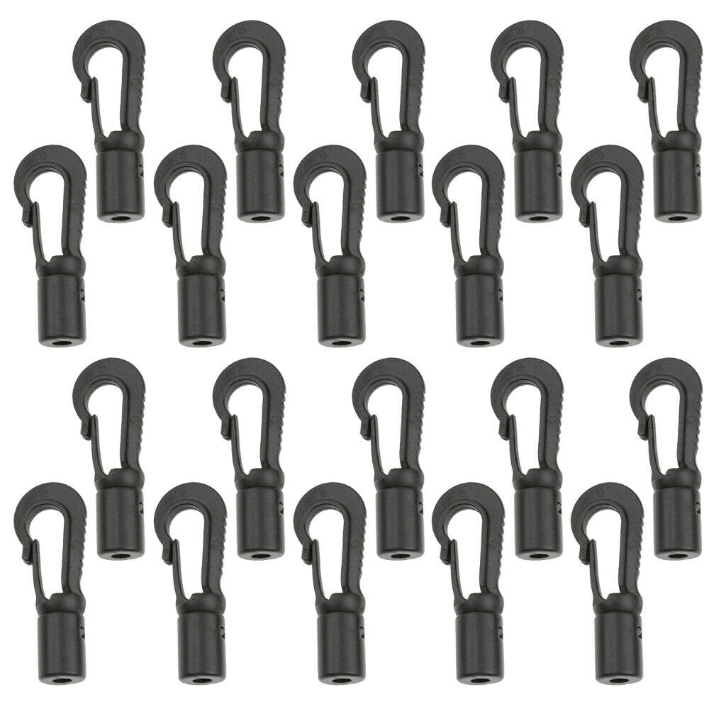 20Pcs Elastic Bungee / Shock Cord End Hooks for Kayak Canoe Boat Marine Rope