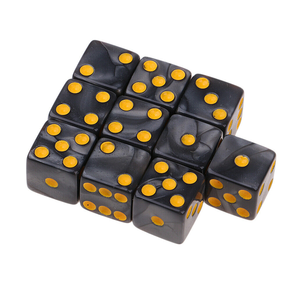 10Pcs Gray Square Six Sided D6 Dice Toys Dotted for MTG TRPG DND Play Gift