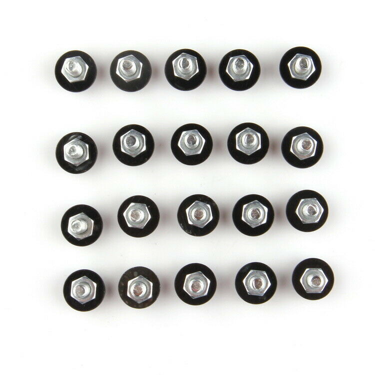 6mm x 25mm Metallic Polished License Plate Frame Screws Bolts Black Car 20PCS