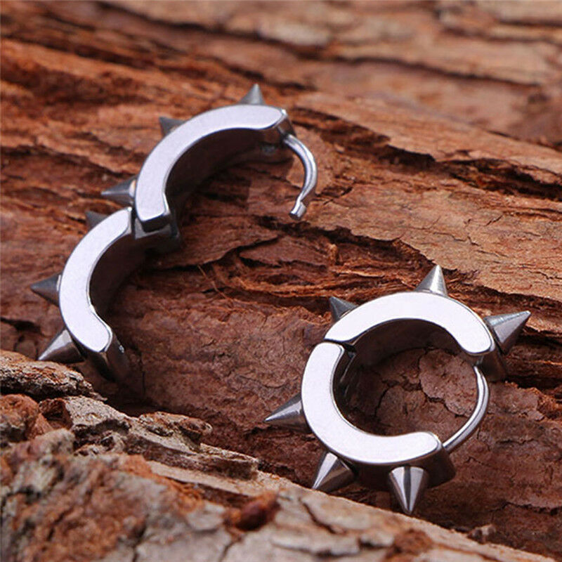 Rivet Spike Ear Clip Earrings Stainless Steel Ear Studs Earrings Punk Jewe.l8
