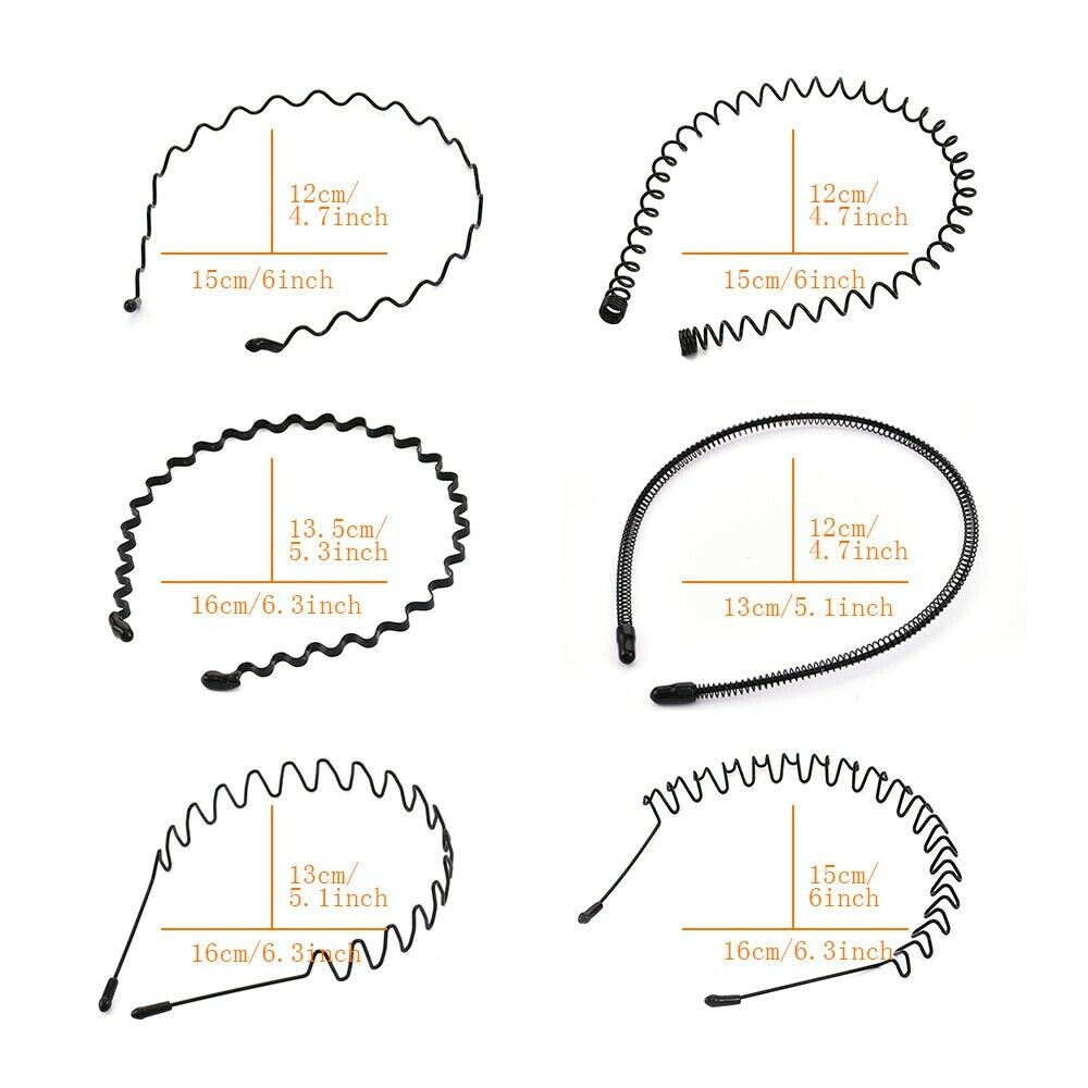 6PCS BEST Metal Sports Hairband Headband Wave Hair Accessories For Men Women
