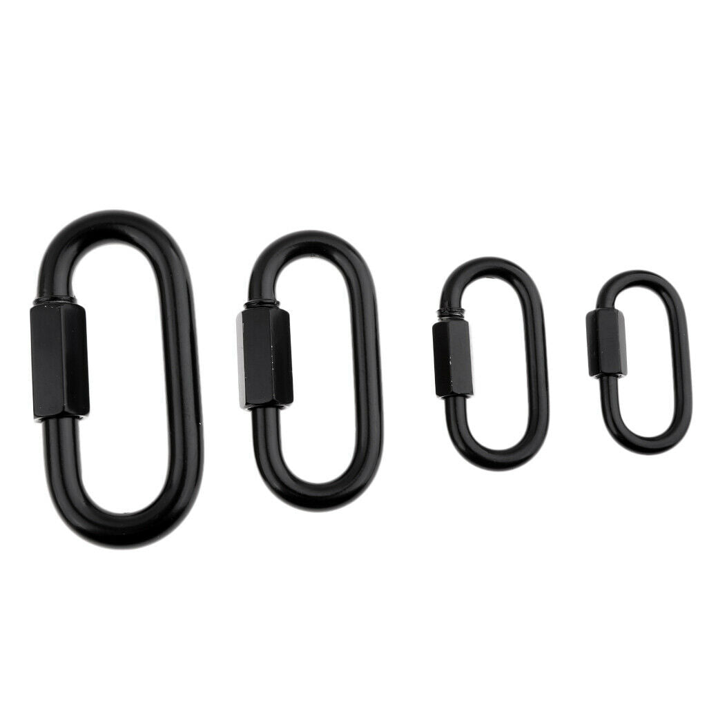 Pack of 4 Carabiners Quick Couplings in D Shape, Chain Links Made of 316