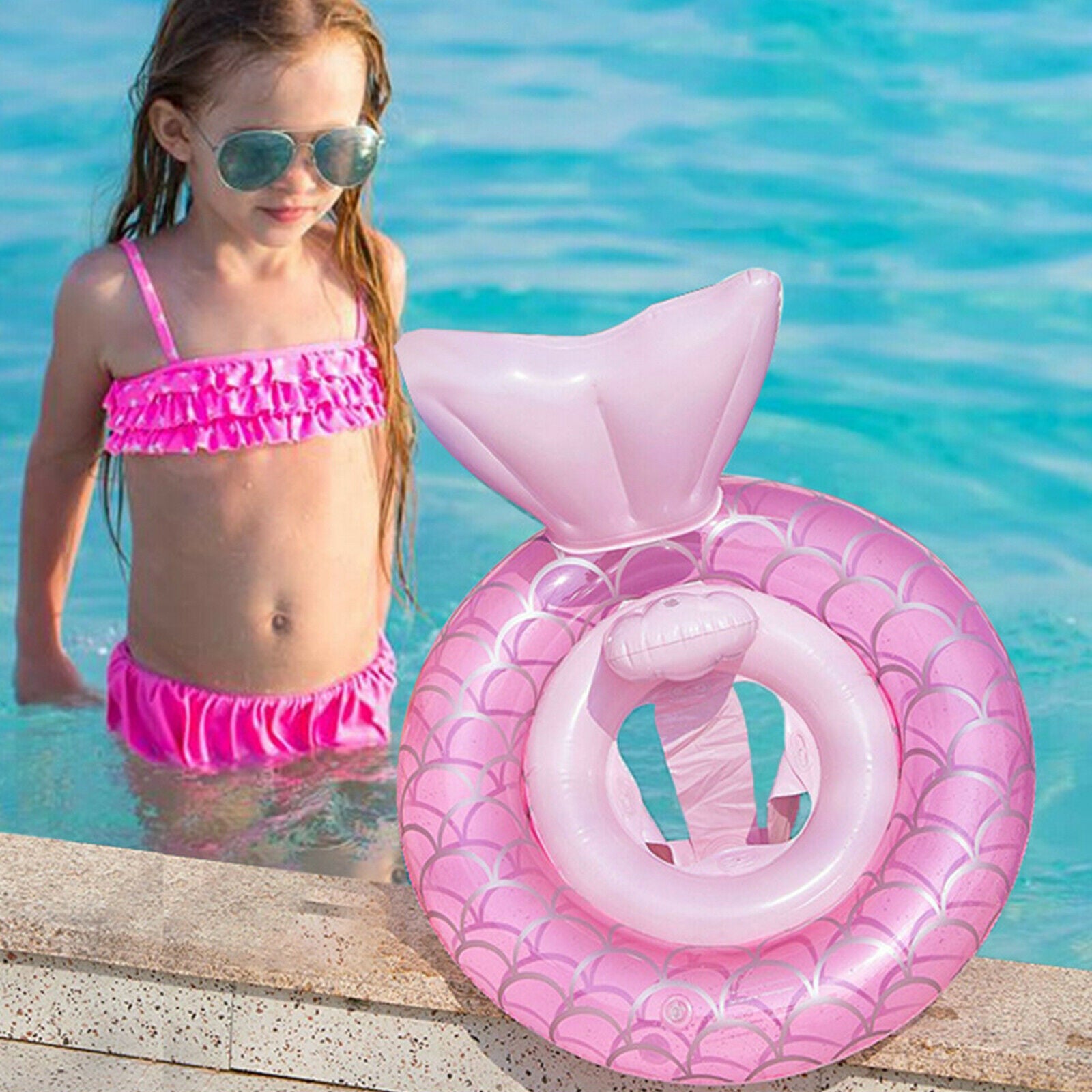 Beautiful Kids Swimming Loop Inflatable Mermaid Leak-proof Swimming Training