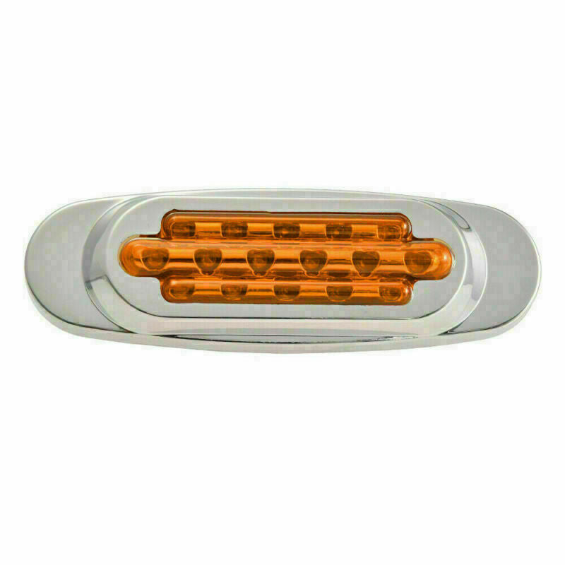 4x Amber 16 LED Truck Trailer Side Marker Turn Signal Lights Chrome 12V 3 Wires