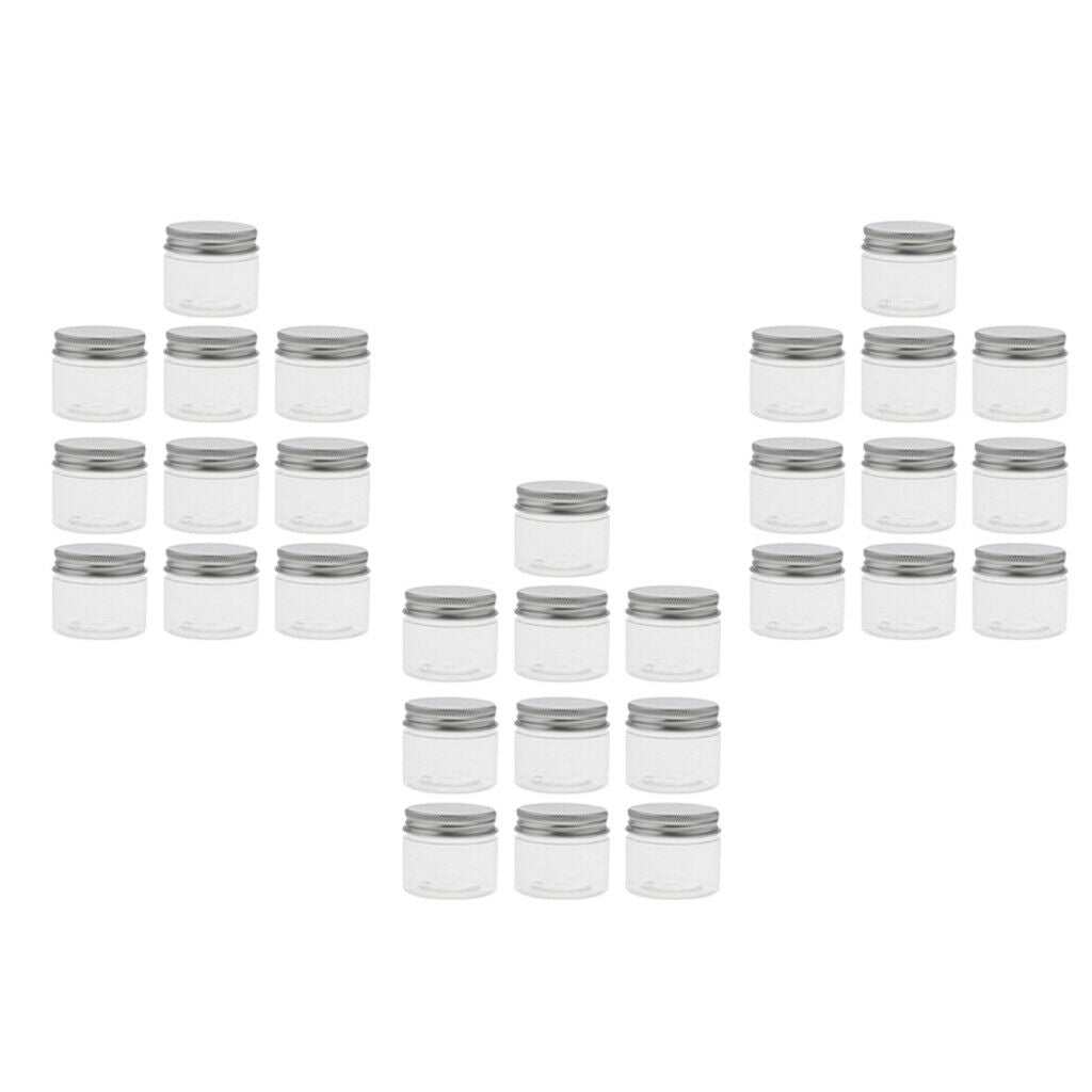30 Pieces Clear Plastic Empty Cosmetic Jars Pots Makeup  Storage Case 50 Ml
