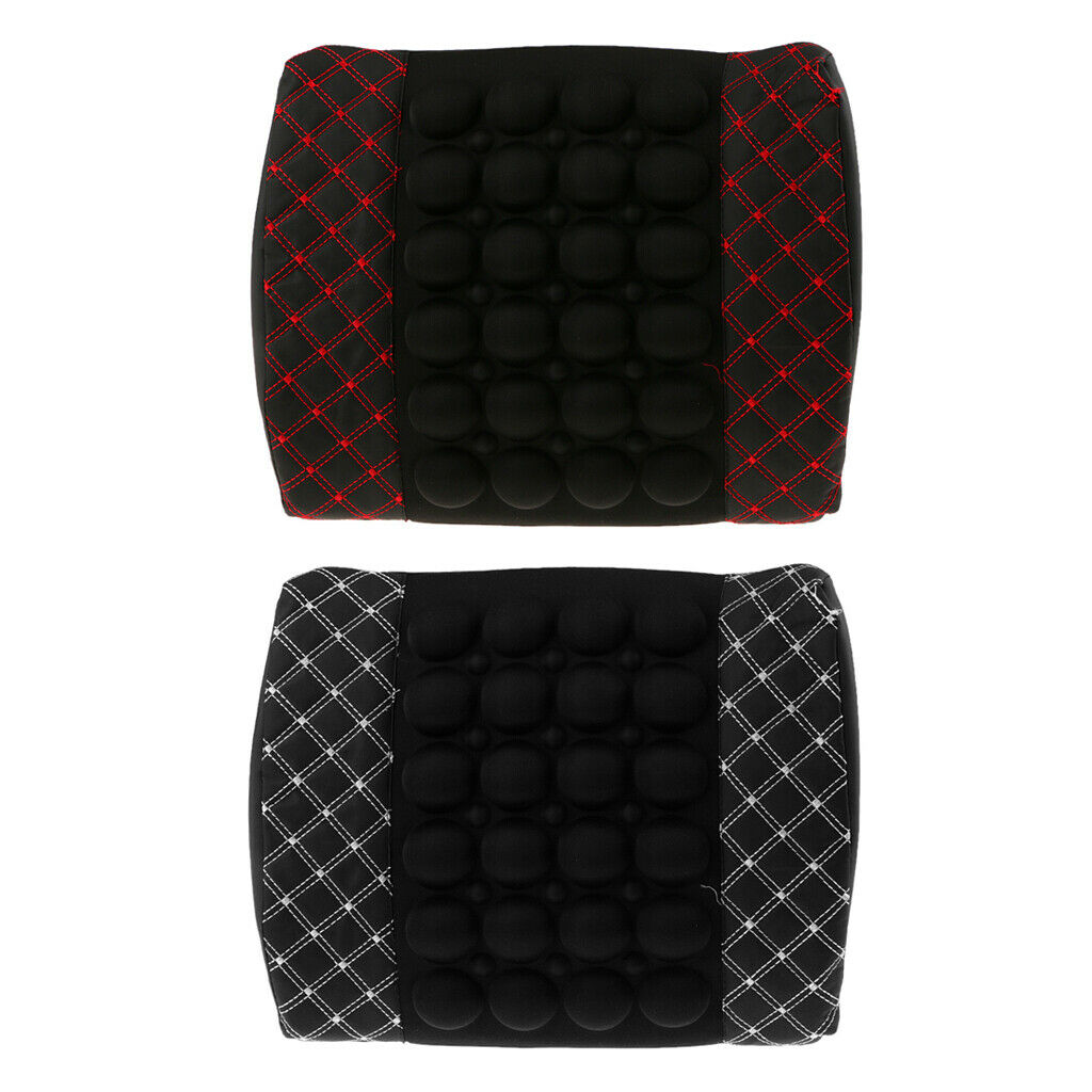 Lumbar Back Brace Massage Holder Support 12V Car Seat Chair Cushion White