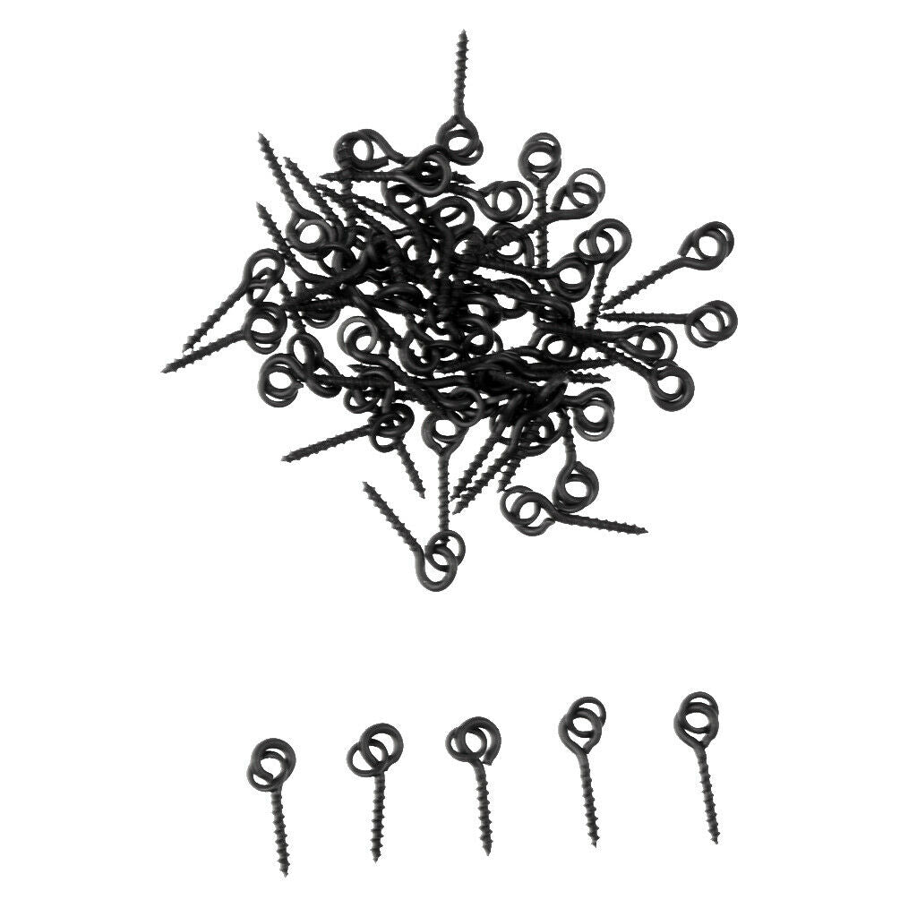 50x Fishing Bait Screws Metal Bait Screws with Solid Ring Fishing Accessories