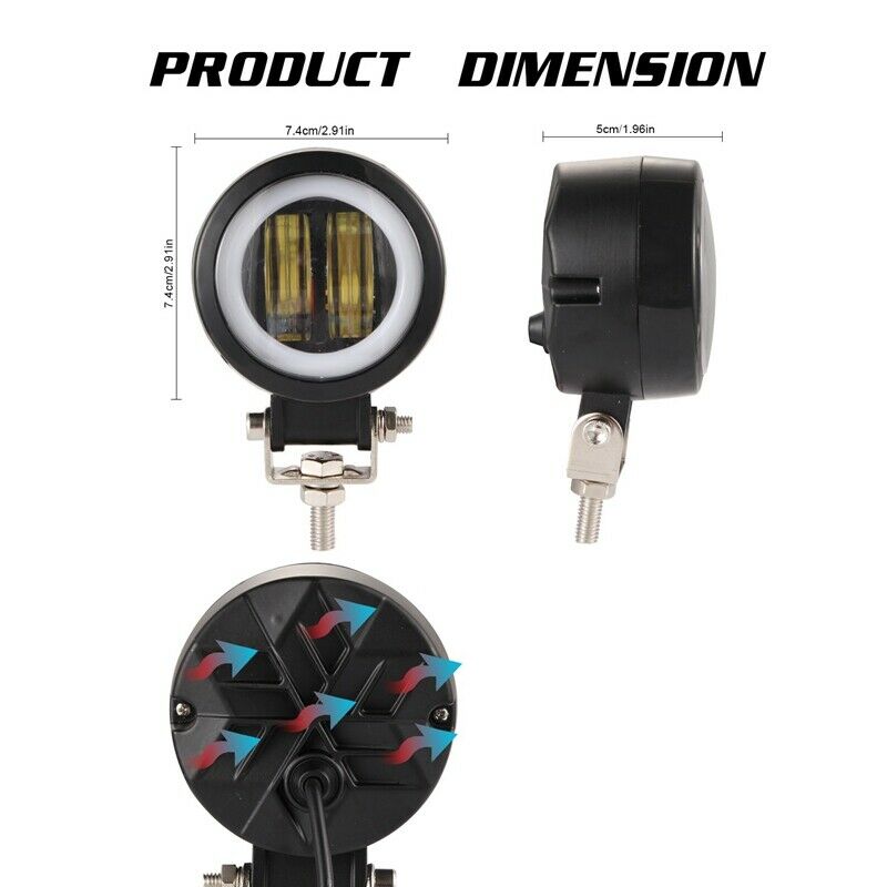 2Pcs 3 Inch 40W Fog Light White 6000K 10-80V Dc 8000Lm Waterproof Round Led AnV7