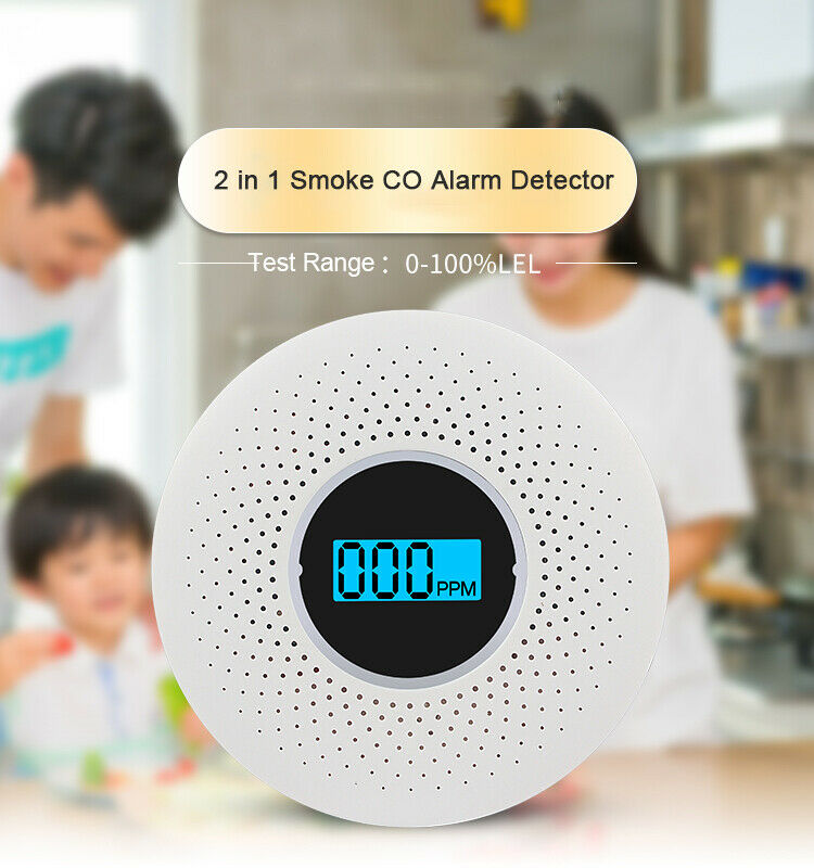 2 in 1 CO & Smoke Alarm Carbon Monoxide Detector Gas Warning Sensor Alert Alarm