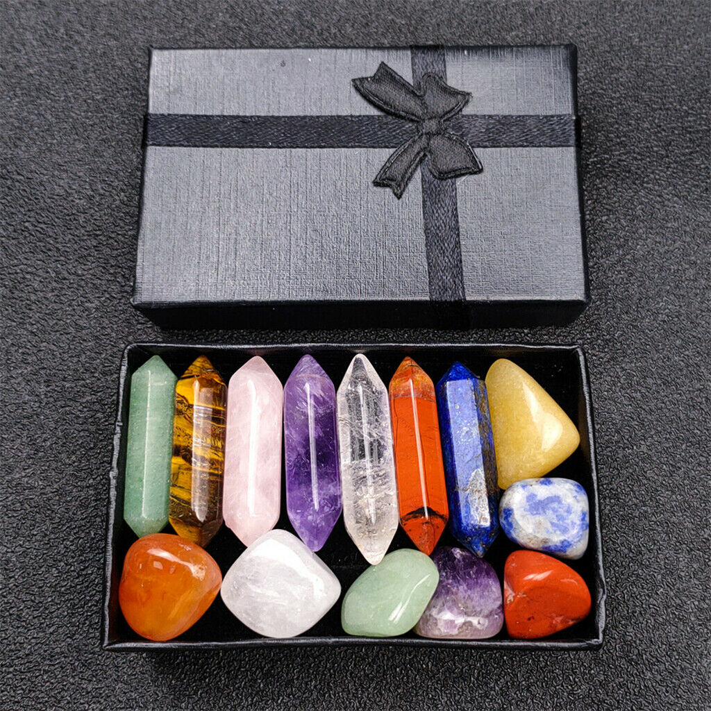 14Pcs Crystal Stone Obsidian Fluorite Labradorite Balancing Desk Ornament