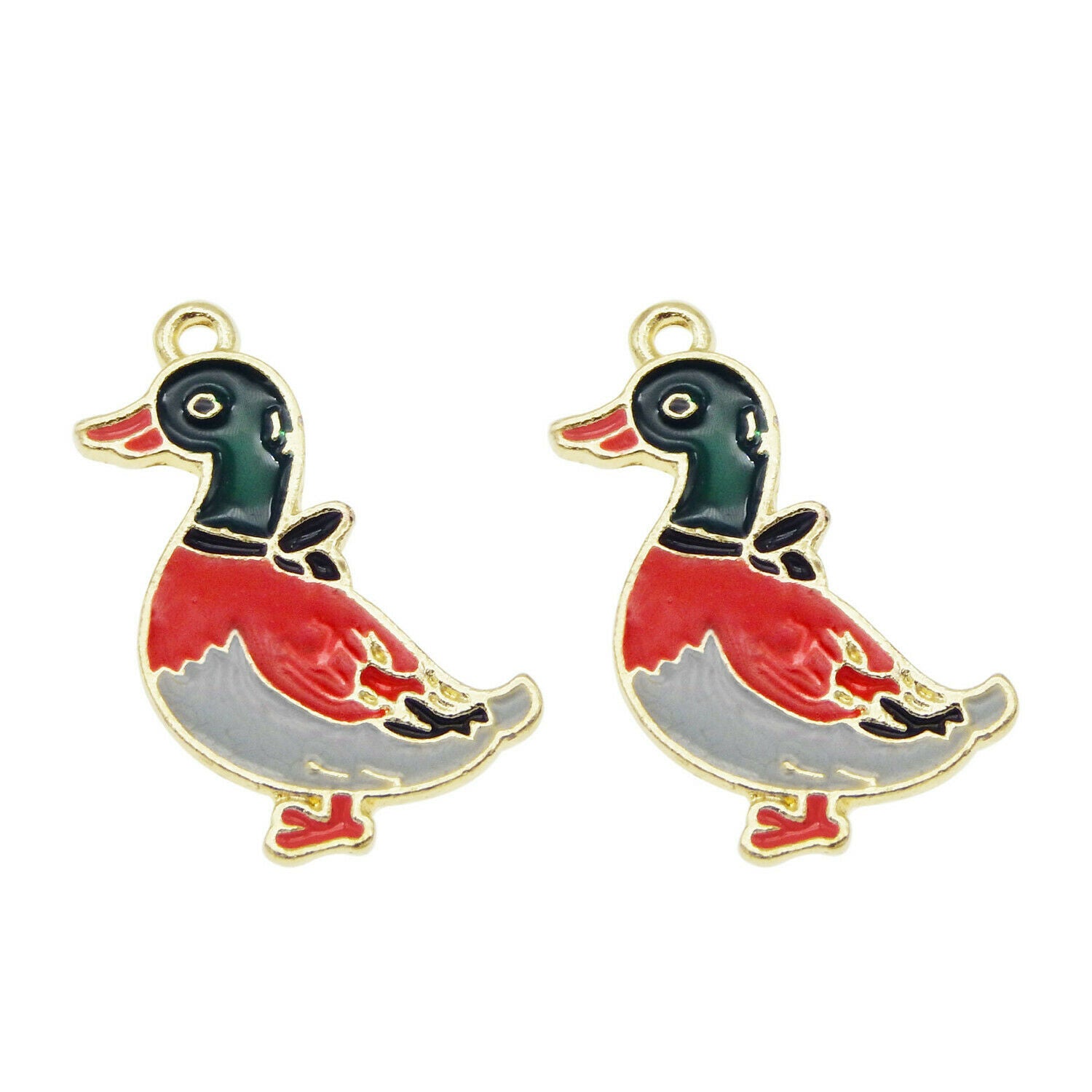 8PCS Multi-Color Enamel Duck Wild Goose Poultry Charms Pendant DIY Making Crafts