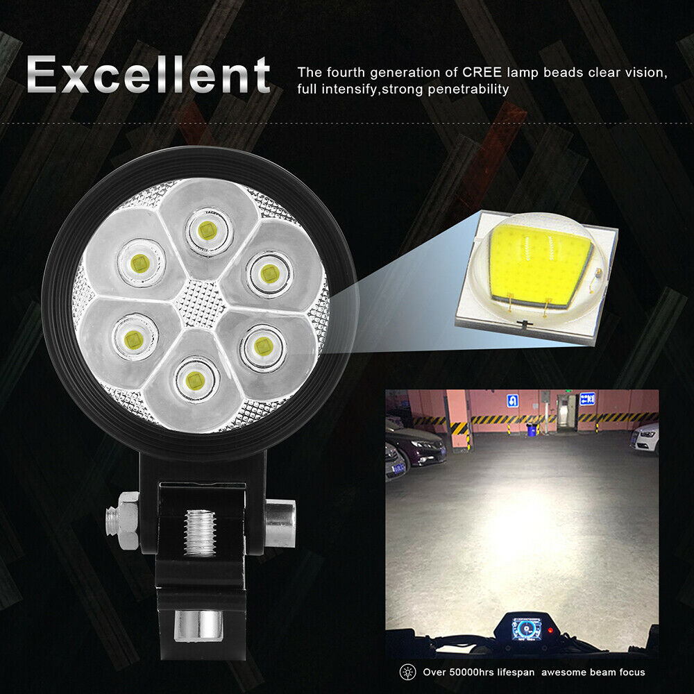 Motorcycle Front LED Spot Light Headlight Fog Driving Lamp 3 Modes Waterproof