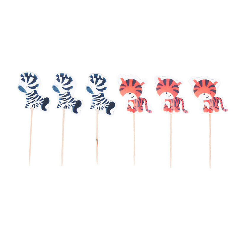 24pcs Animal Cake Toppers Jungle Safari Party Cupcake Birthday Decorati.l8