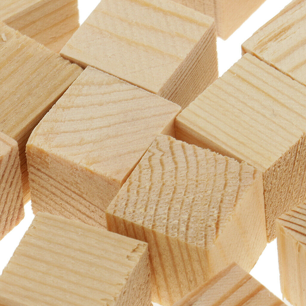 30pcs Blank Unfinished Wood Cube Blocks for DIY Painting Drawing 15mm 20mm