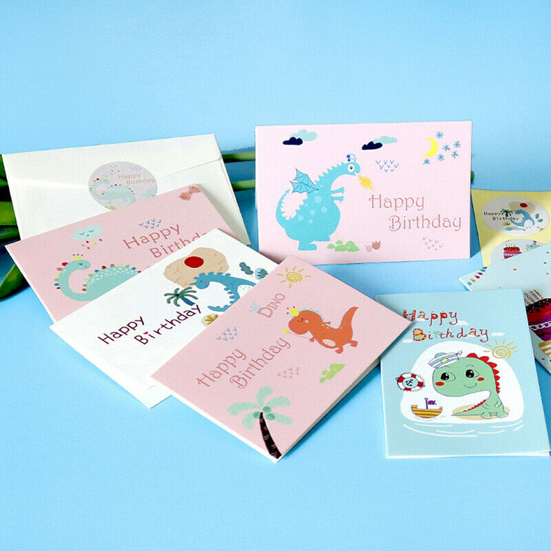 6Set of Happy Birthday Cards with Envelopes and Stickers Folding Greeting.l8