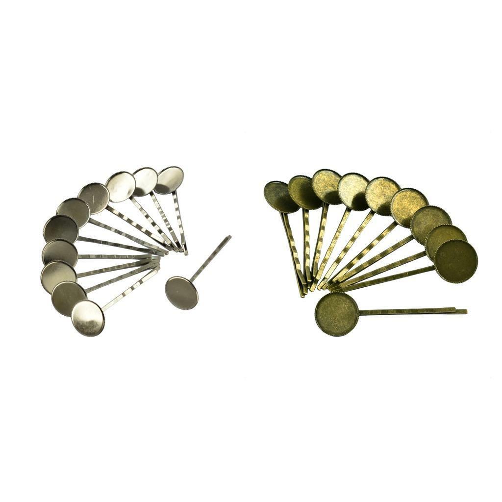 20Pcs Brass Hair Slide Clips Cabochon Setting Blanks Tray Findings DIY Craft