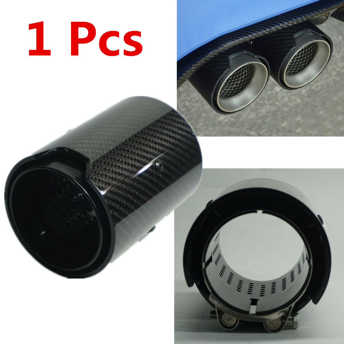 70MM Glossy Real Carbon Fiber Exhaust tip For M Performance M2 F87 M3 F80 M4 F82