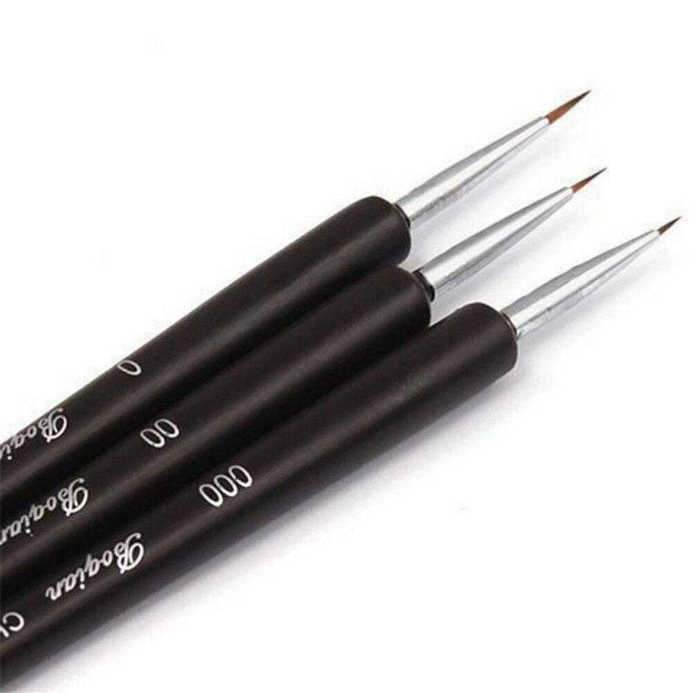 3Pcs Black Nail Art Pen Dotting Drawing Painting UV Gel Liner Polish Brush Tools