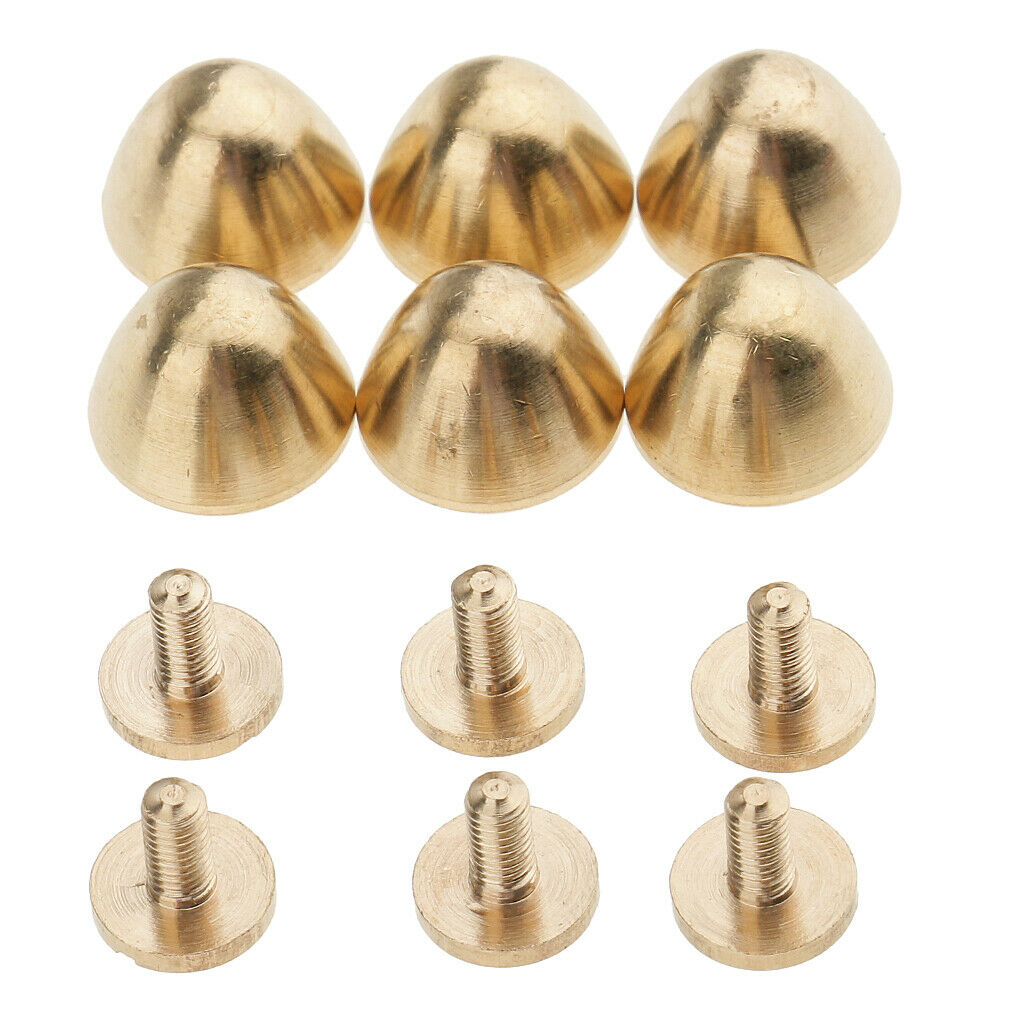 6 Pieces Brass Spike Cone Studs Rivets Press Pins DIY Leather Crafts 12x9 mm