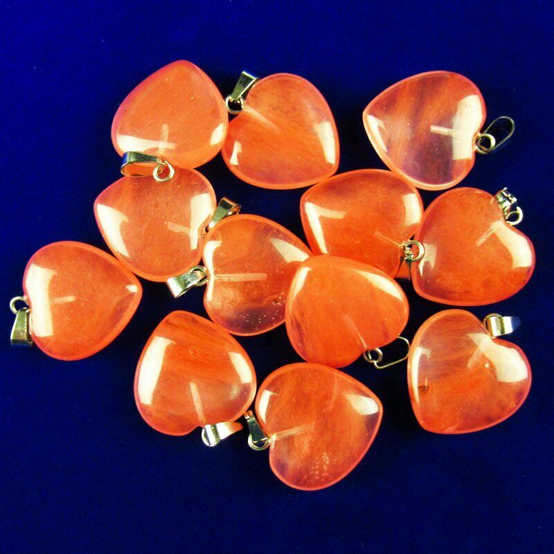 10pcs 20x20x6mm Red Volcano Cherry Quartz Heart 34g Pendant Bead A-231SK