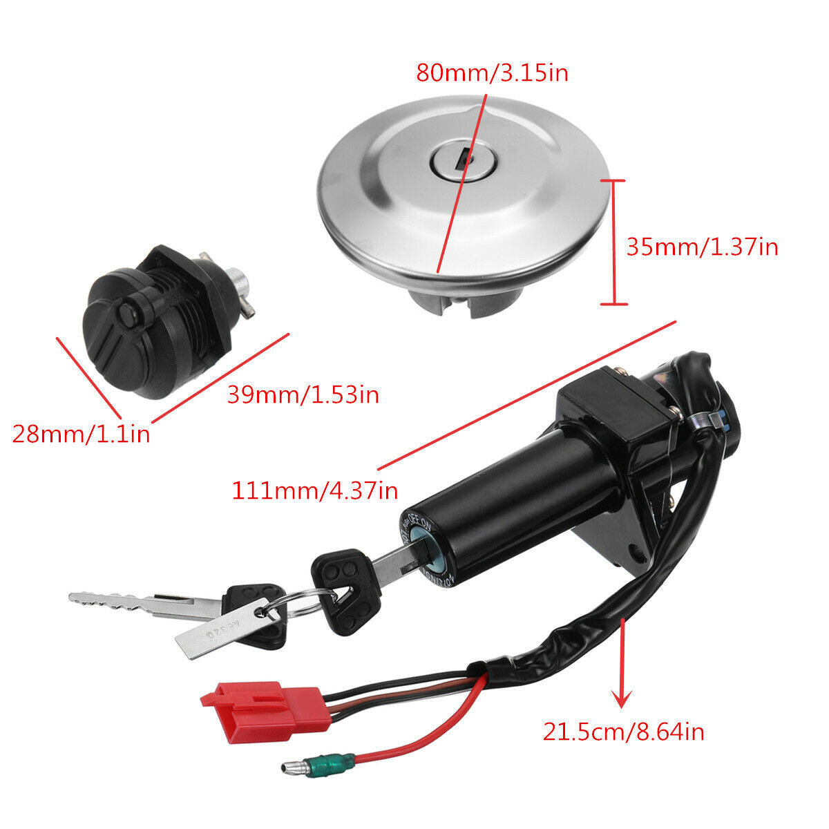 Ignition Switch & Fuel Gas Cap Seat Lock Keys Set For Yamaha YBR125 YBR 12 +