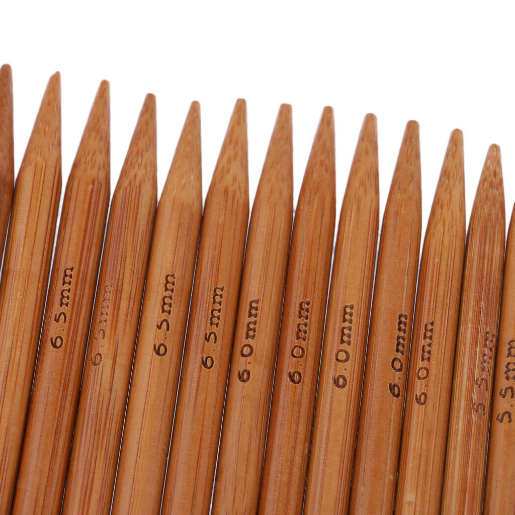 75pcs Carbonized Bamboo Double Pointed Knitting Needles Smooth Crochet Set