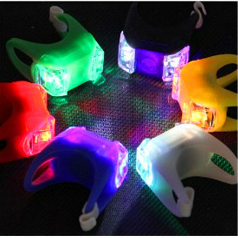 2PCS LED Bicycle Tail Lights Night Riding Colorful Flash Security Warning Lights
