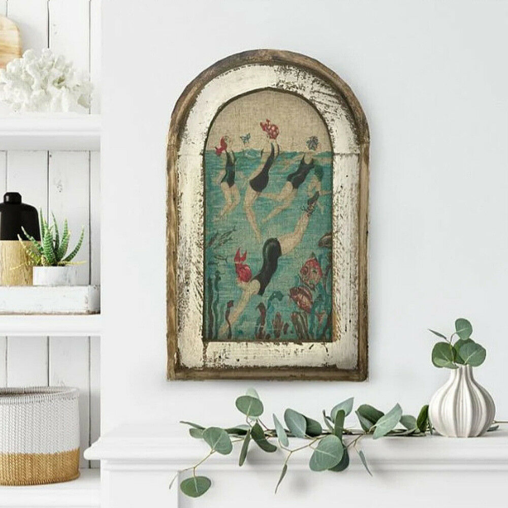 Swimming Wall Art Bathroom Decoration Wood Plane Mural Printing Home Art Hanging