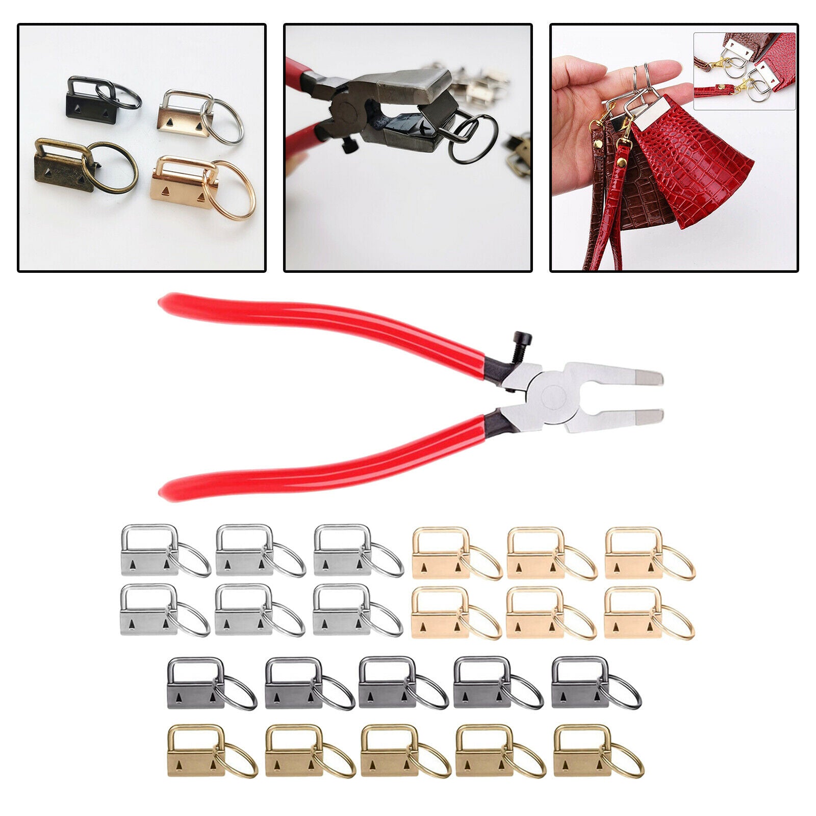 Key Fob Hardware 22PCS 1 Inch Glass Running Pliers Tool for Wristlet Clamp