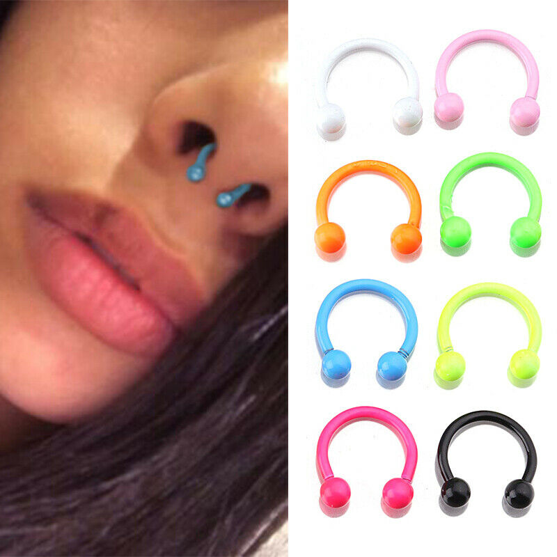 8Pcs C Type Piercing Horseshoe Stainless Steel Nose Ring Piercing Body Je.l8