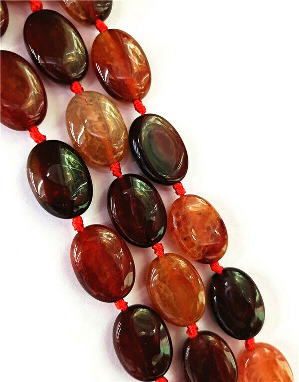 1 Strand 24x18x8mm Brown Dragon Veins Agate Oval Spacer Loose Beads 15.5" HH8490