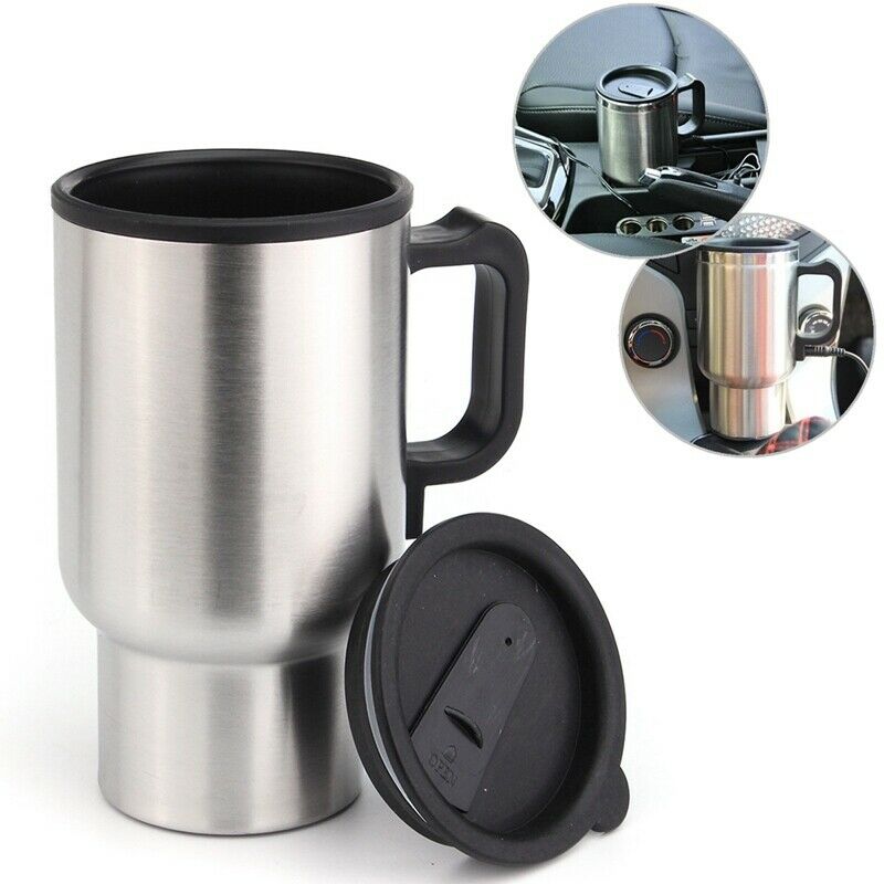 450ml Car Heated Mug Travel Mug Stainless Steel Heated Camping Outdoor Cup