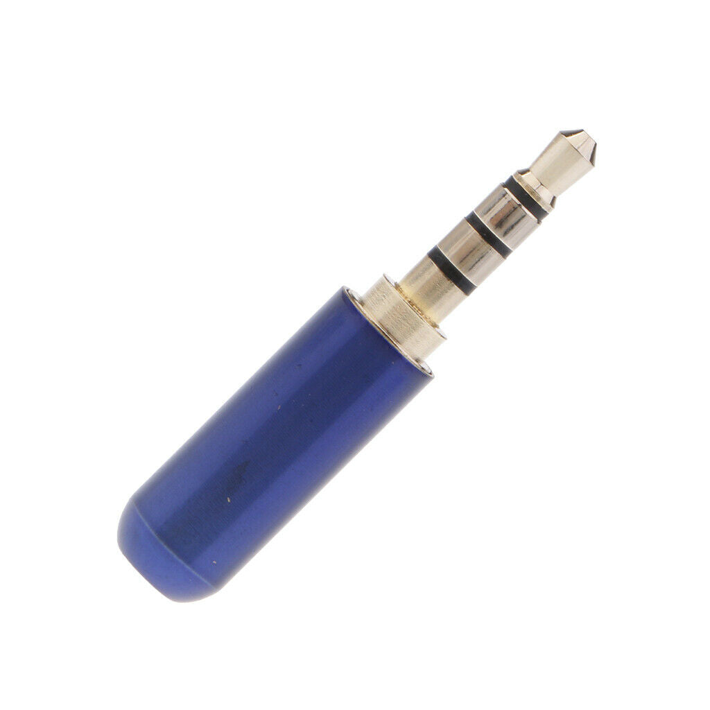 2X 3.5mm 4 Pole Male Repair Headphone Microphone Jack Plug Metal Soldering Blue